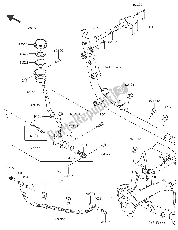 All parts for the Rear Master Cylinder of the Kawasaki Vulcan 900 Classic 2016