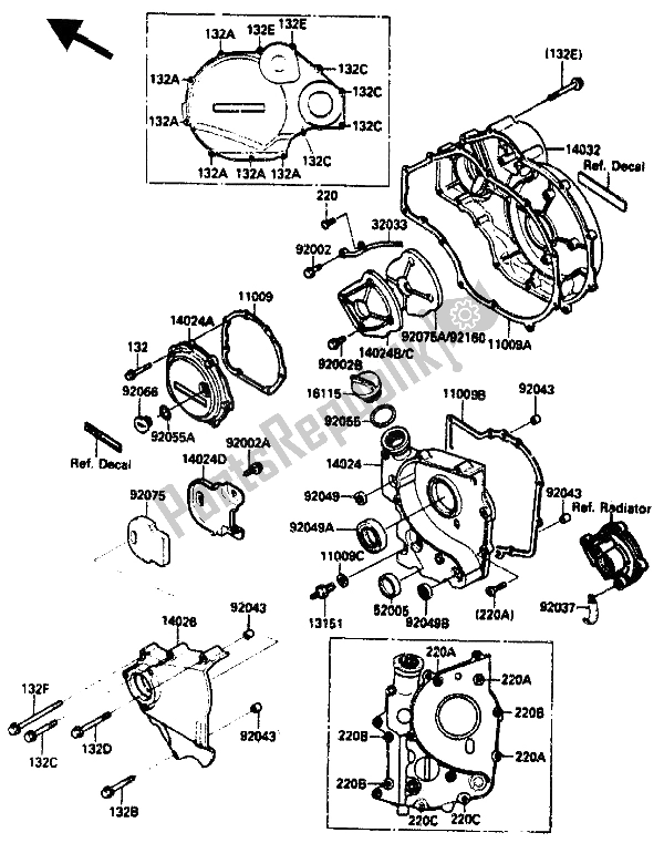 Tutte le parti per il Coperchio Del Motore del Kawasaki ZX 10 1000 1988