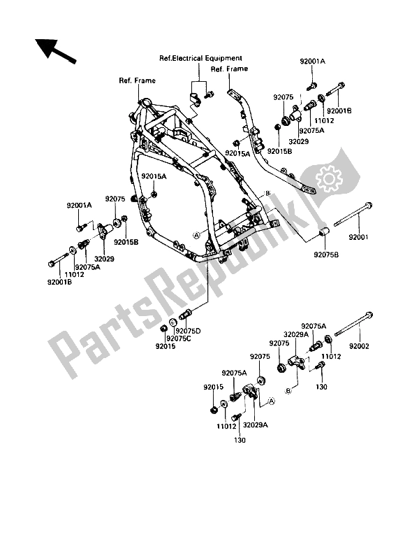 All parts for the Frame Fittings of the Kawasaki Voyager XII 1200 1991