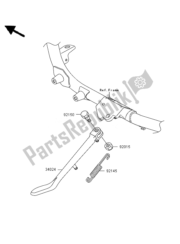 All parts for the Stand of the Kawasaki VN 1600 Mean Streak 2007