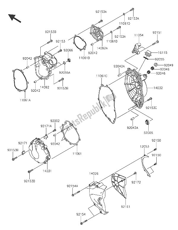 All parts for the Engine Cover(s) of the Kawasaki Ninja ZX 6R ABS 600 2016