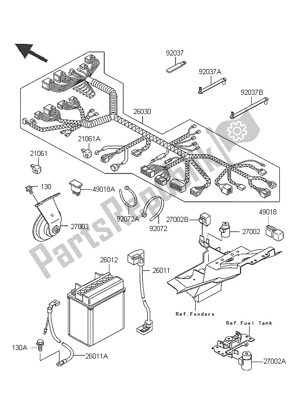 All parts for the Chassis Electrical Equipment of the Kawasaki ER 5 500 2005