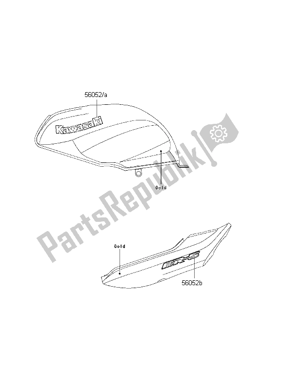 All parts for the Decals (gold) of the Kawasaki ER 5 500 2001