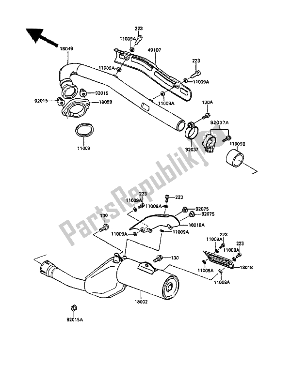 All parts for the Muffler(s) of the Kawasaki KLR 500 1987