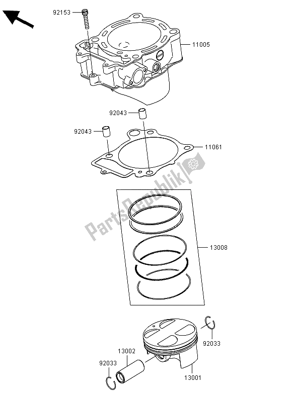 All parts for the Cylinder & Piston(s) of the Kawasaki KFX 450R 2012