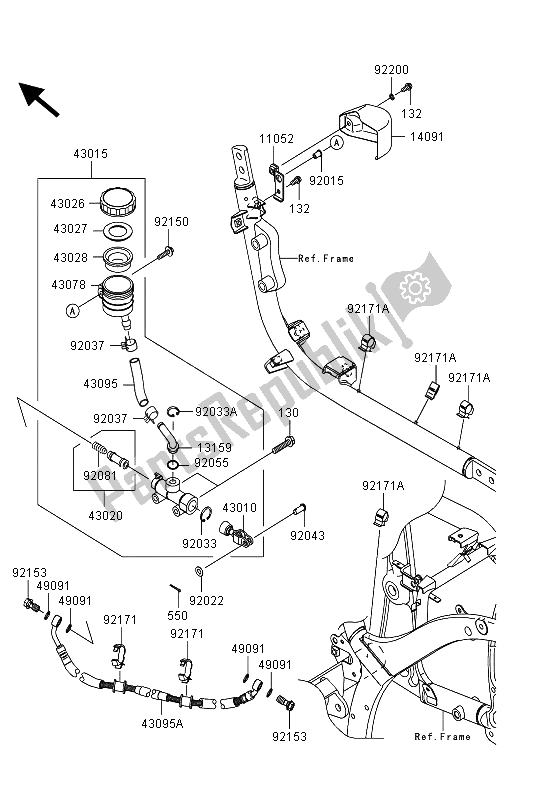 All parts for the Rear Master Cylinder of the Kawasaki VN 900 Custom 2013