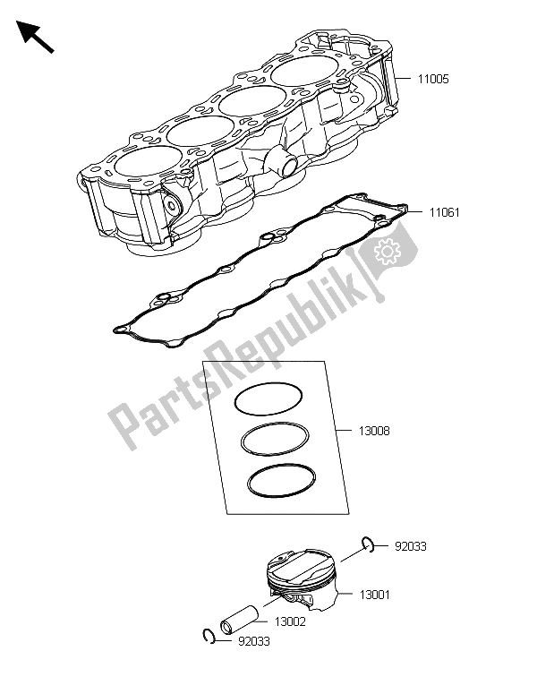 Tutte le parti per il Cilindro E Pistone del Kawasaki Z 1000 ABS 2013