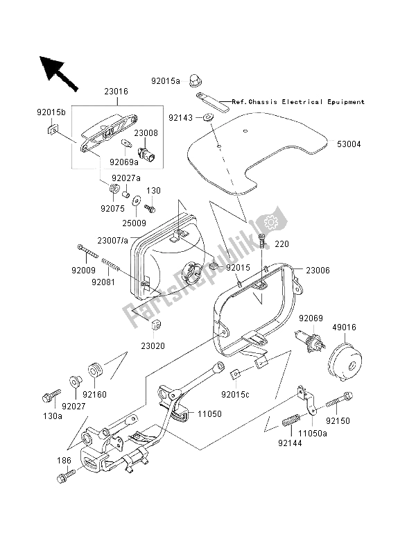 All parts for the Headlight of the Kawasaki ZRX 1100 1999