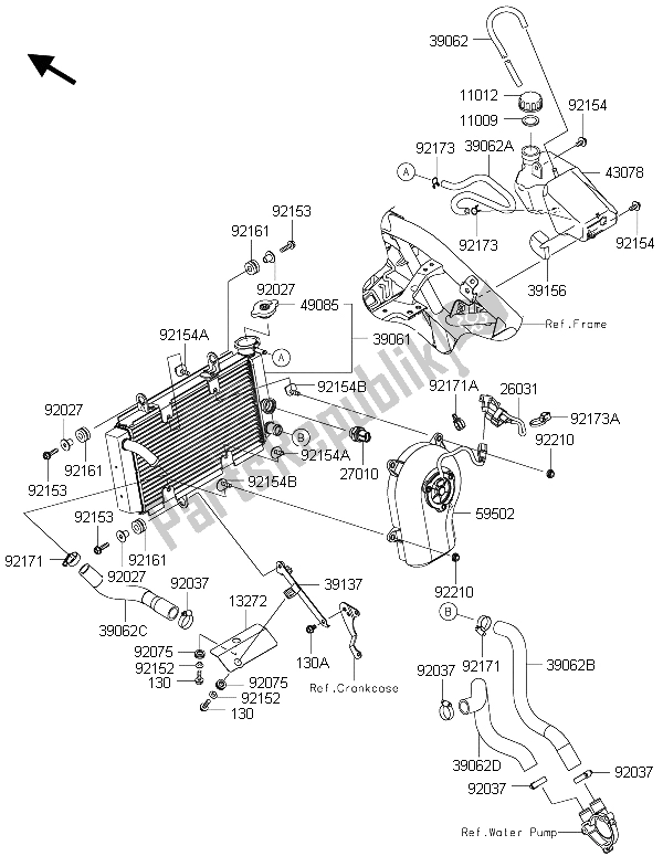 Todas as partes de Radiador do Kawasaki Ninja 250 SL ABS 2015