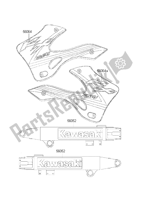 Todas las partes para Calcomanías de Kawasaki KX 250 2002