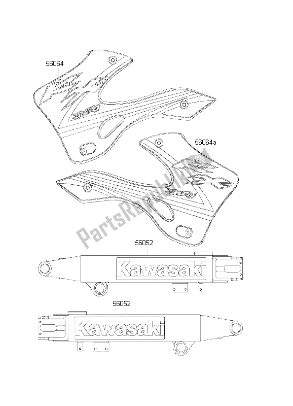 All parts for the Decals of the Kawasaki KX 250 2002