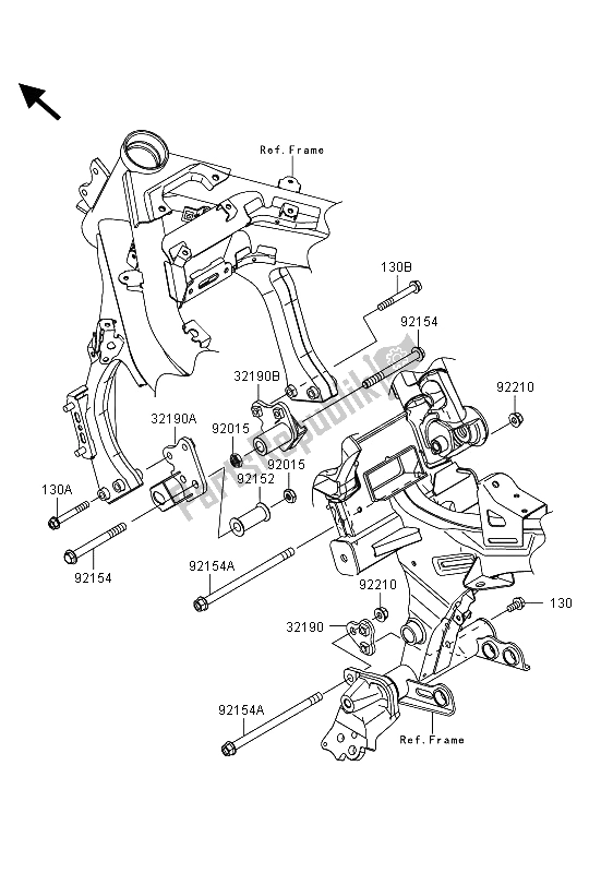 Alle onderdelen voor de Motorsteun van de Kawasaki ER 6F ABS 650 2013