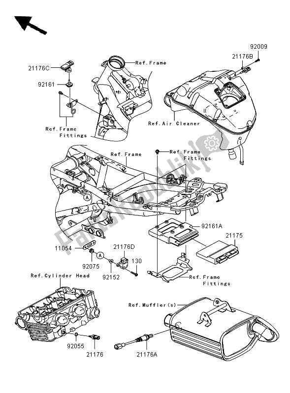 All parts for the Fuel Injection of the Kawasaki ER 6F 650 2007