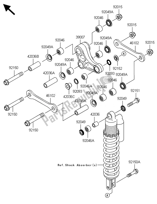 Alle onderdelen voor de Suspensie van de Kawasaki KX 85 LW 2014