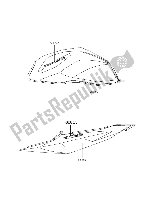Tutte le parti per il Decalcomanie (ebano) del Kawasaki Z 750 2004