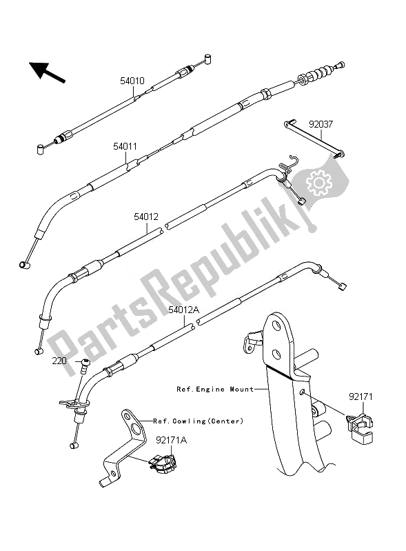 All parts for the Cables of the Kawasaki Z 1000 ABS 2010