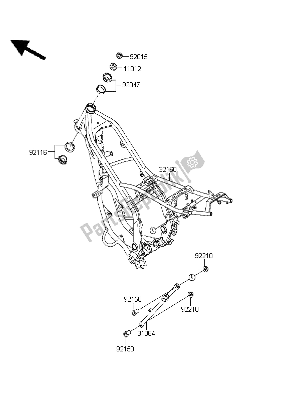 Tutte le parti per il Telaio del Kawasaki KDX 200 1995