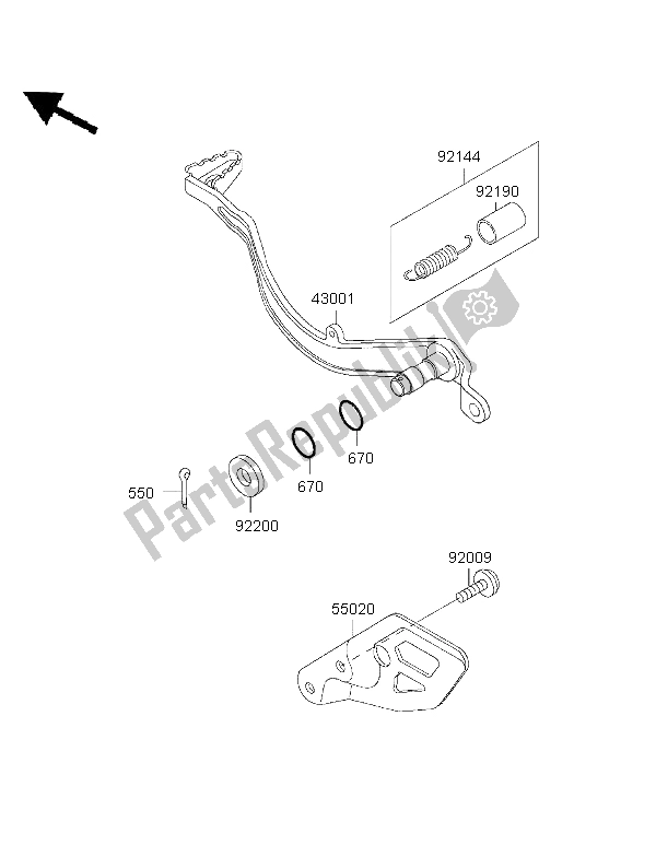 Alle onderdelen voor de Rempedaal van de Kawasaki KLX 650R 1999