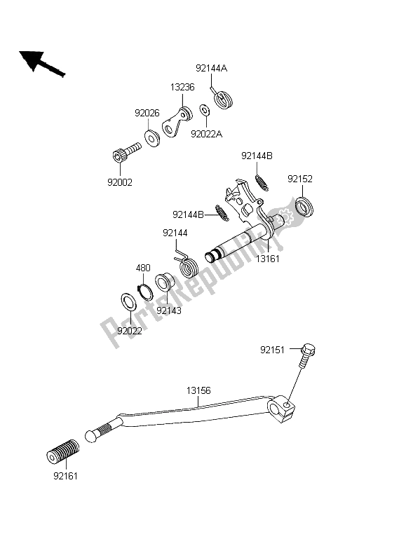 All parts for the Gear Change Mechanism of the Kawasaki W 650 2004