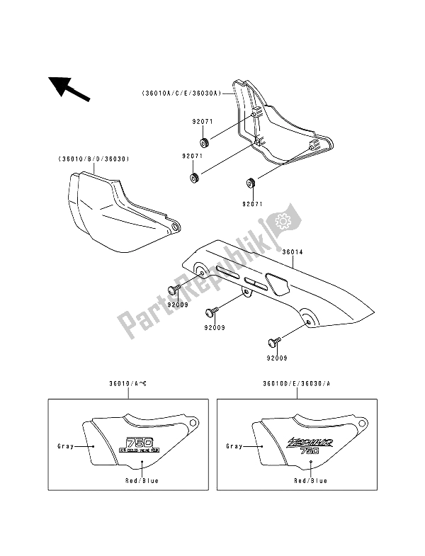 All parts for the Side Cover & Chain Case of the Kawasaki Zephyr 750 1992