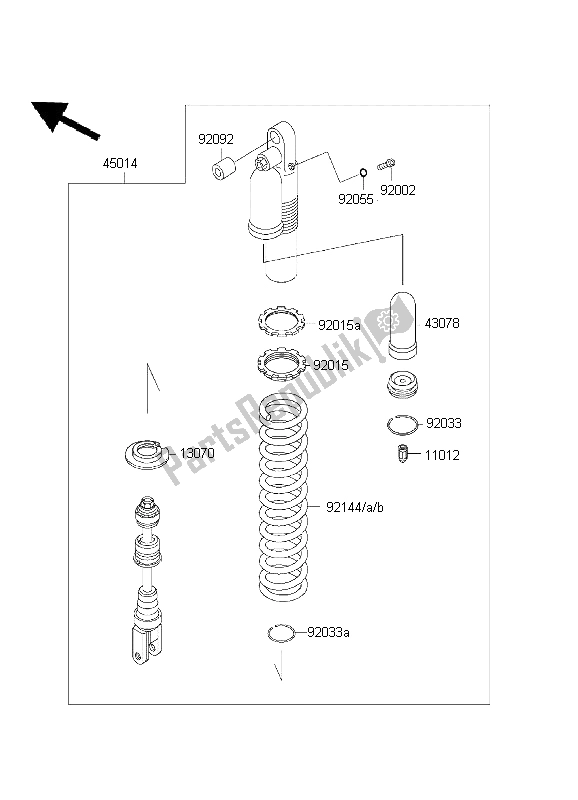 All parts for the Shock Absorber of the Kawasaki KLX 300R 1999