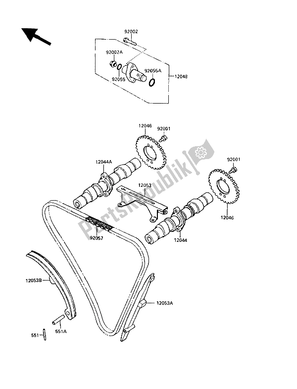 Todas las partes para árbol De Levas Y Tensor de Kawasaki LTD 450 1989