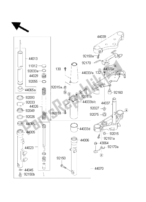 Toutes les pièces pour le Fourche Avant du Kawasaki VN 800 Classic 2001