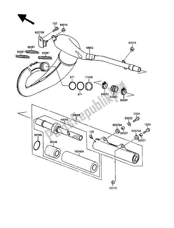 Tutte le parti per il Silenziatore (s) del Kawasaki KX 250 1989 Tutte le parti per il Silenziatore (s) del Kawasaki KX 250 1989