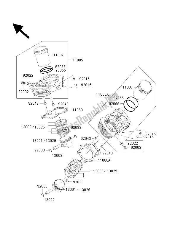 Todas las partes para Cilindro Y Pistón de Kawasaki VN 1500 Drifter 2001