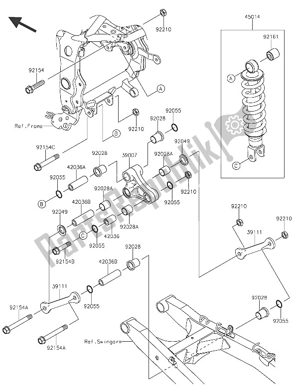 Tutte le parti per il Sospensione E Ammortizzatore del Kawasaki Ninja 250 SL ABS 2016