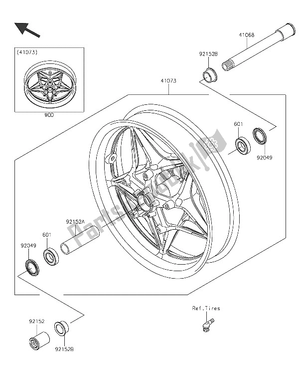 Toutes les pièces pour le Moyeu Avant du Kawasaki Ninja H2 1000 2016