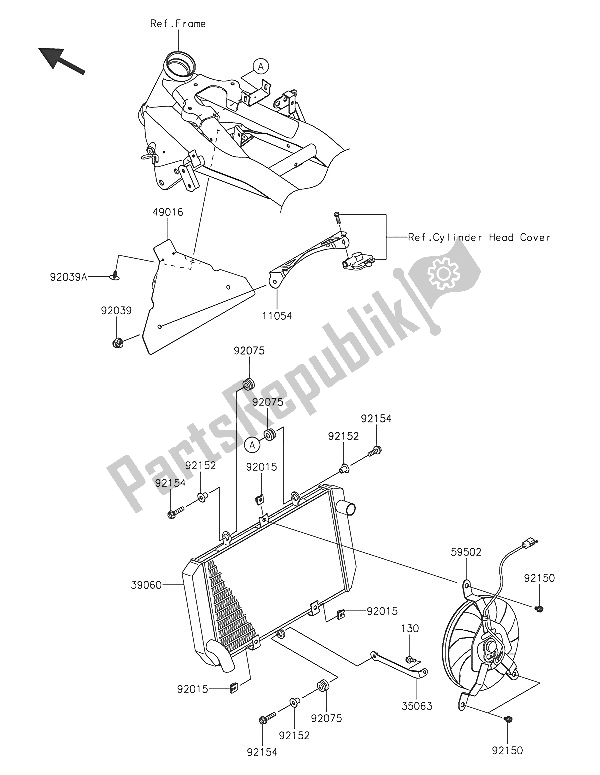 Tutte le parti per il Termosifone del Kawasaki Z 800 2016