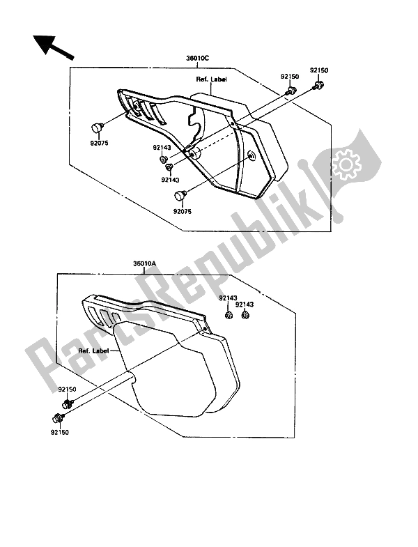 All parts for the Side Covers of the Kawasaki KX 125 1989