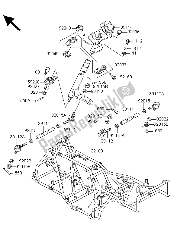 Tutte le parti per il Telaio del Kawasaki KLF 300 4X4 2004