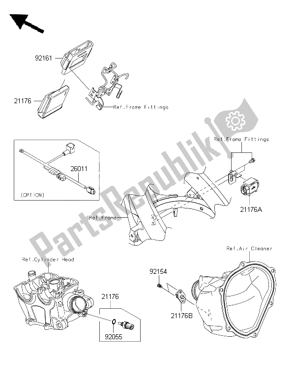 Todas as partes de Injeção De Combustível do Kawasaki KX 250F 2015