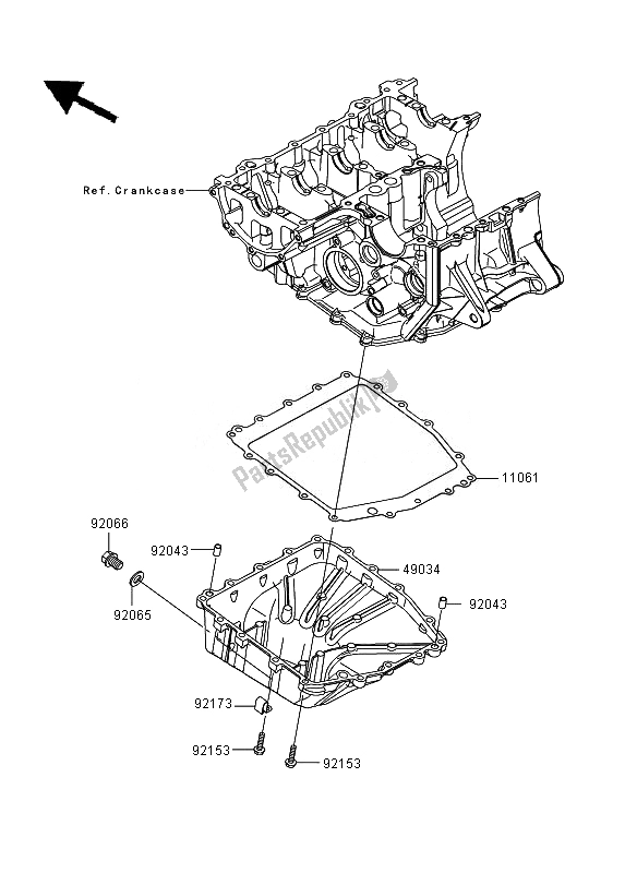 All parts for the Oil Pan of the Kawasaki Ninja ZX 6R 600 2010