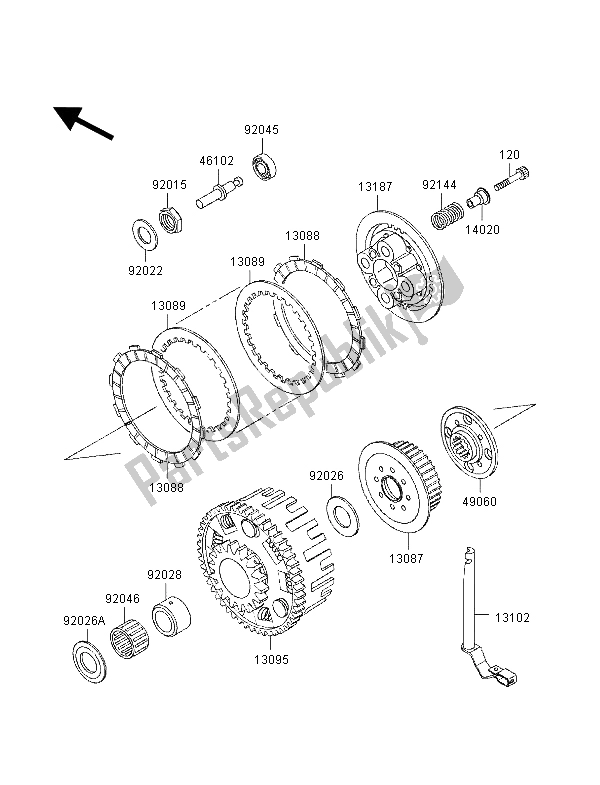 All parts for the Clutch of the Kawasaki ZXR 400 1998