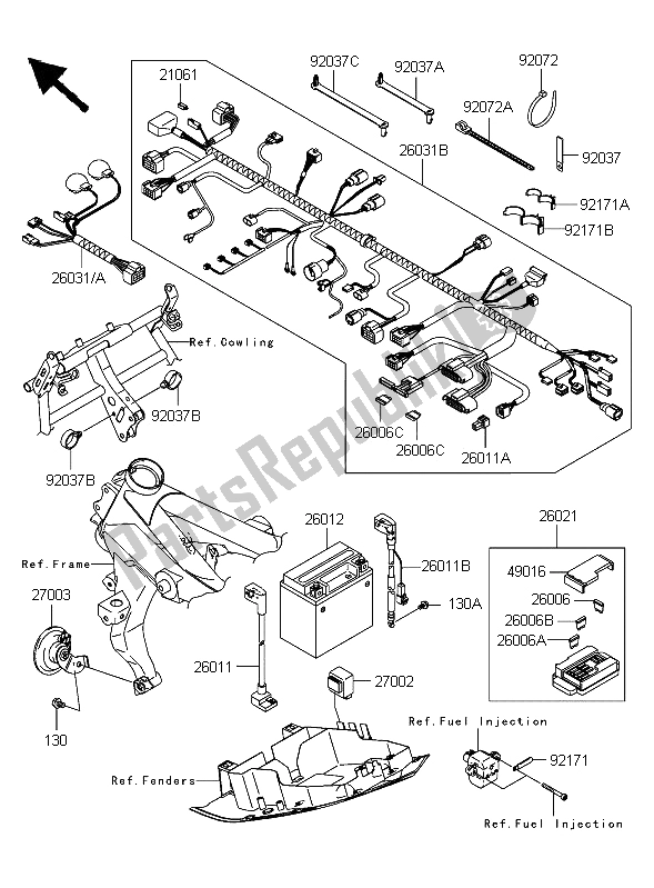 Alle onderdelen voor de Chassis Elektrische Apparatuur van de Kawasaki Z 750S 2006