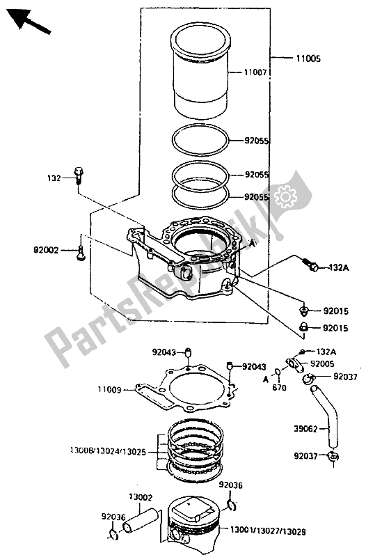 Todas las partes para Cilindro Y Pistón de Kawasaki KLR 600 1986