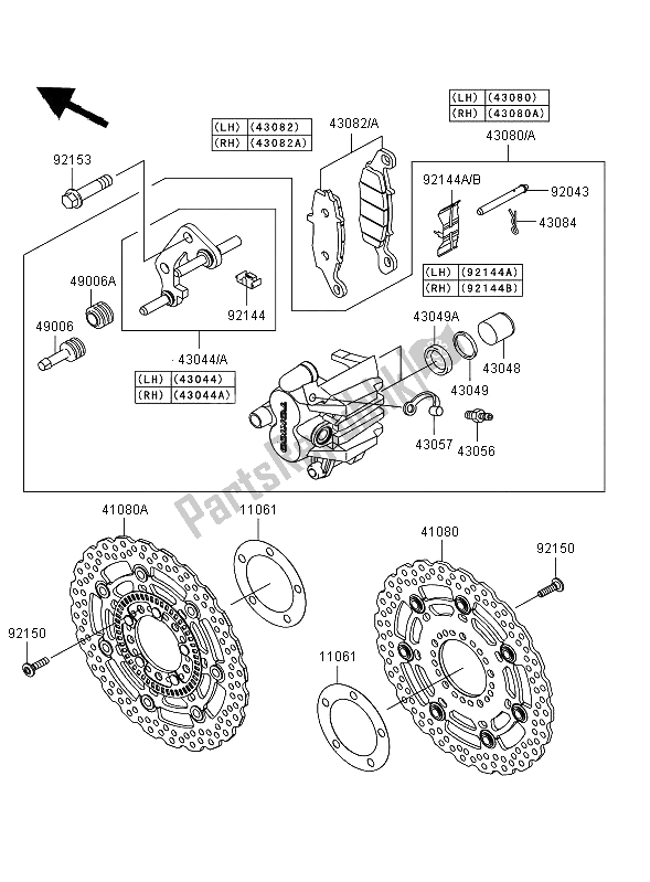 All parts for the Front Brake of the Kawasaki Versys ABS 650 2009