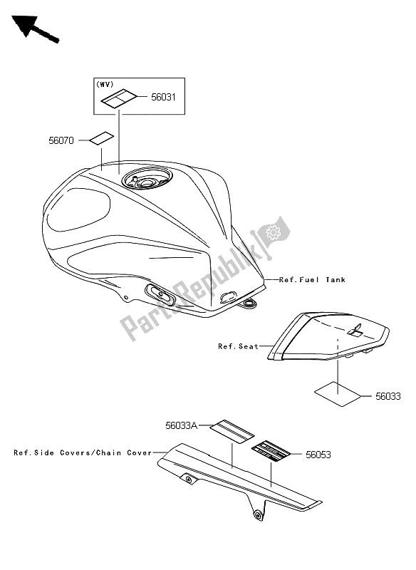 All parts for the Labels of the Kawasaki Z 750 2007