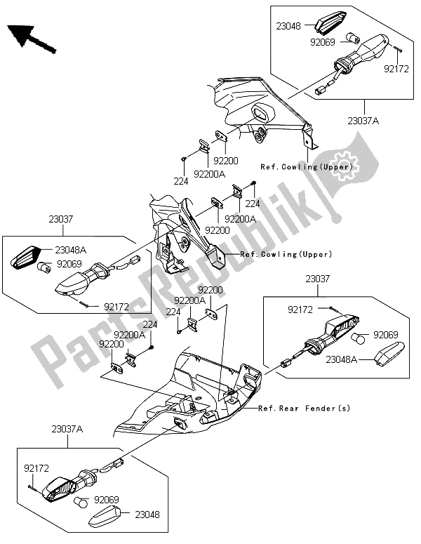 All parts for the Turn Signals of the Kawasaki Versys 1000 2012