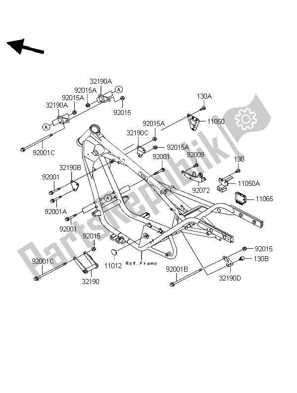 All parts for the Frame Fittings of the Kawasaki Eliminator 125 2004