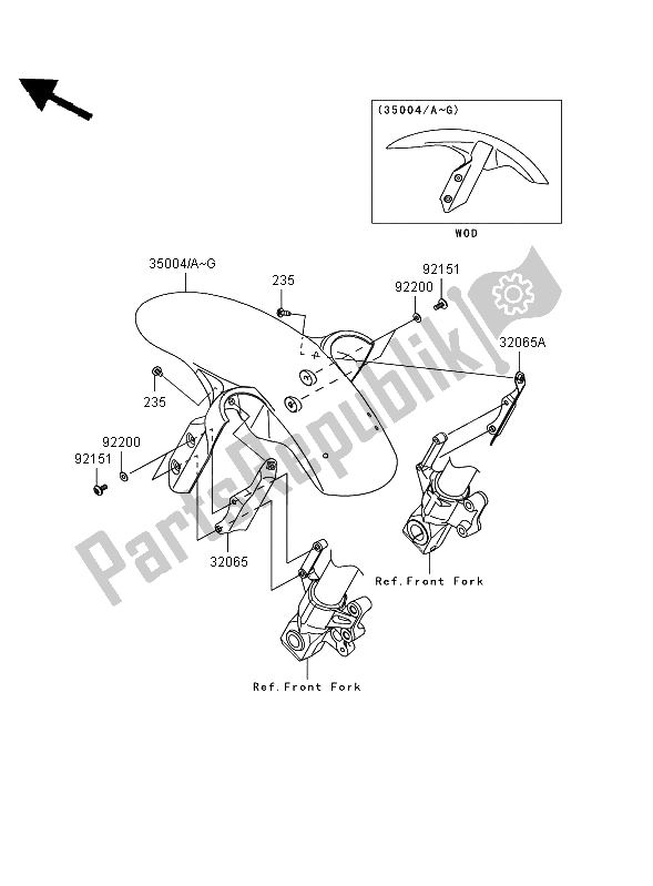 Tutte le parti per il Parafango Anteriore del Kawasaki Versys ABS 650 2009