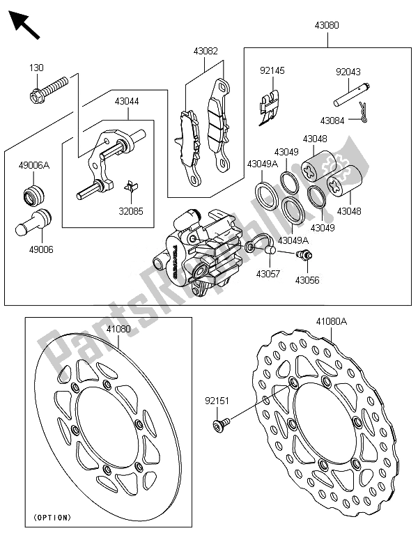 All parts for the Front Brake of the Kawasaki KX 85 SW 2014