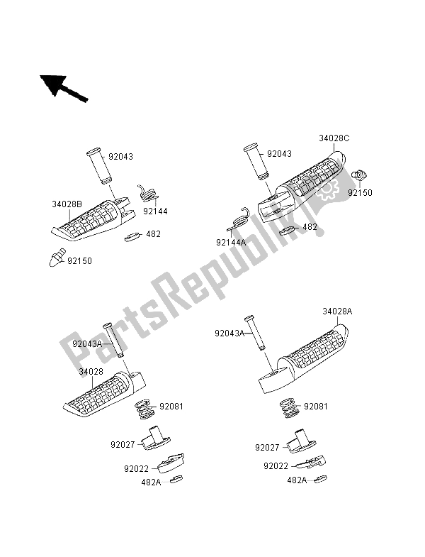 All parts for the Footrests of the Kawasaki ZZR 1100 1995