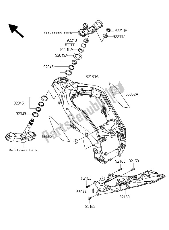 Toutes les pièces pour le Cadre du Kawasaki Ninja ZX 10R 1000 2006