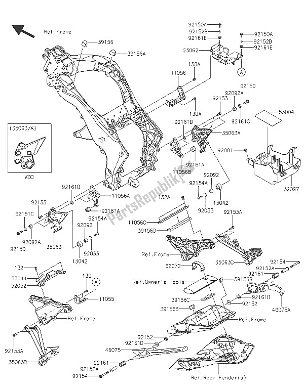 All parts for the Frame Fittings of the Kawasaki Z 1000 SX ABS 2016