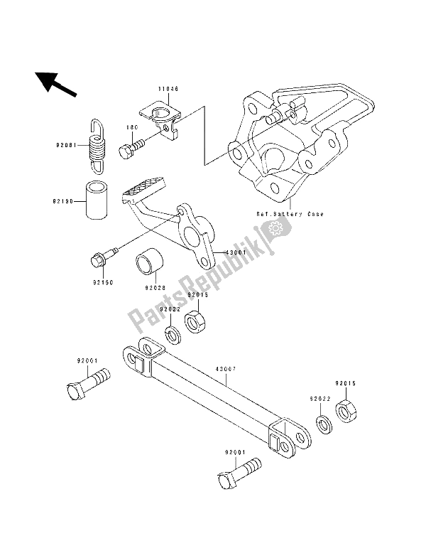 All parts for the Brake Pedal of the Kawasaki ZZ R 600 1991