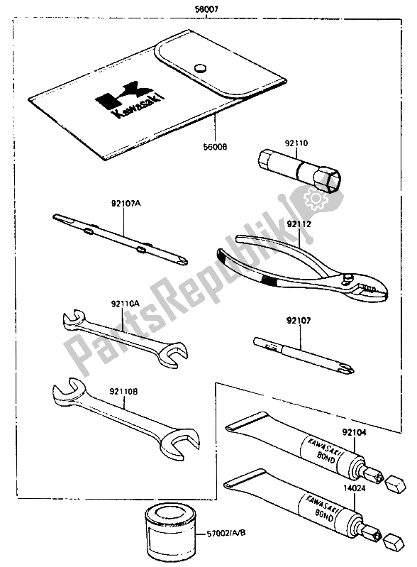 Alle onderdelen voor de Gereedschap van de Kawasaki ZL 600 1987